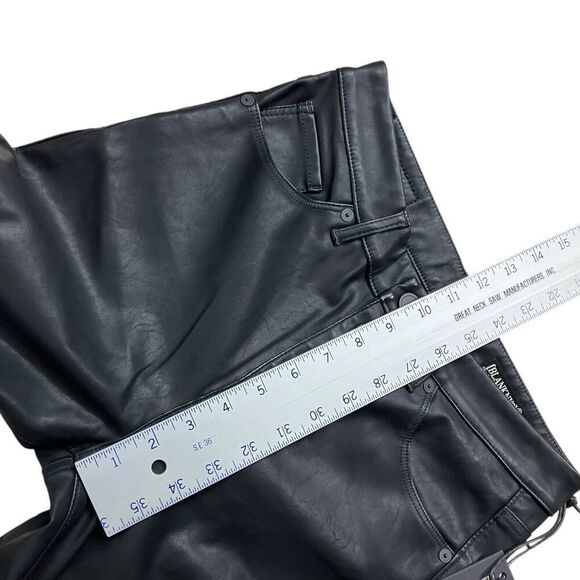 Blank NYC Pants 28 Black Faux‎ Leather High Rise Skinny Button Fly Great Jones - Picture 9 of 15